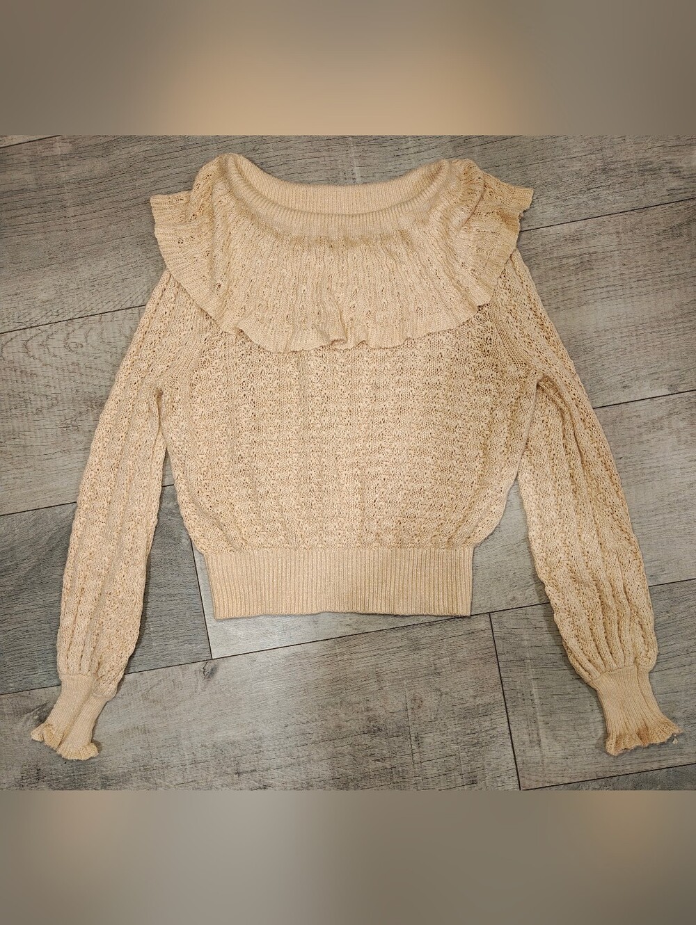 Free People Crazy In Love Knit Off The Shoulder Ruffle Sweater. - Picture 10 of 15